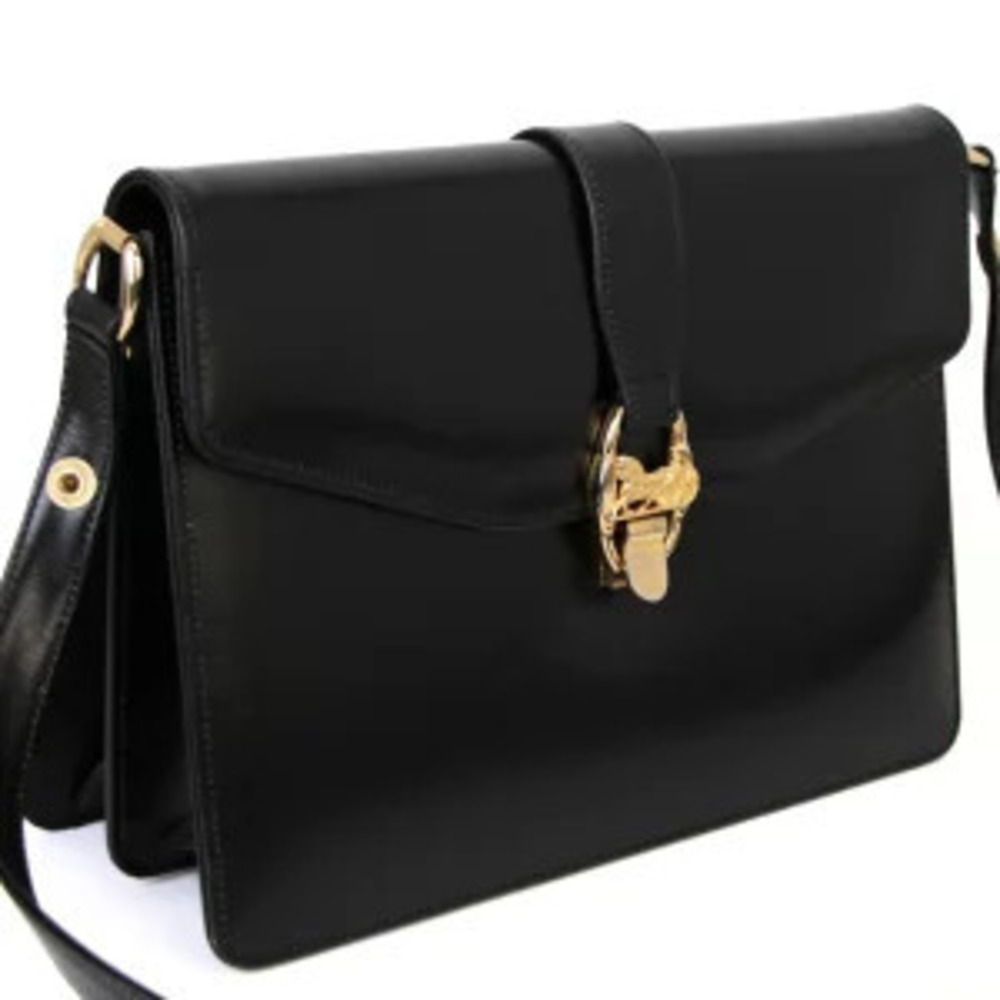 Celine Leather Bag Shoulder Carriage Black